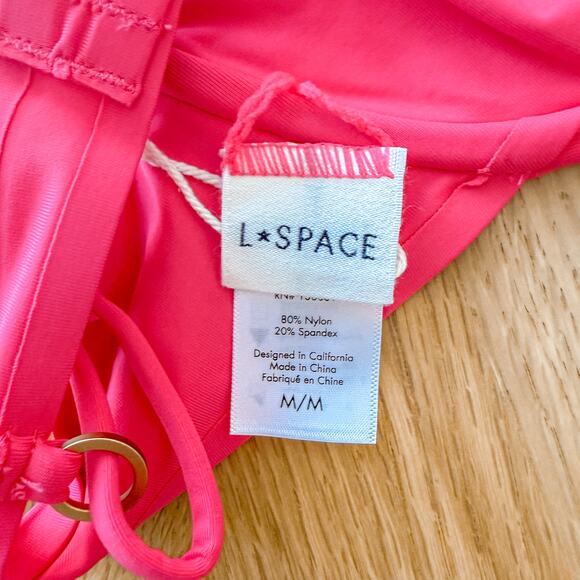 L Space Bikini Top Womens Medium Pink Fused Zendaya Color Block Barbiecore NWT - Picture 6 of 6